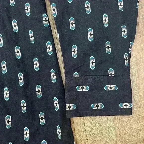 Vintage Wrangler X Long Tails Mens 18.5X36 Aztec Black Button Up Western Rodeo - Picture 14 of 15